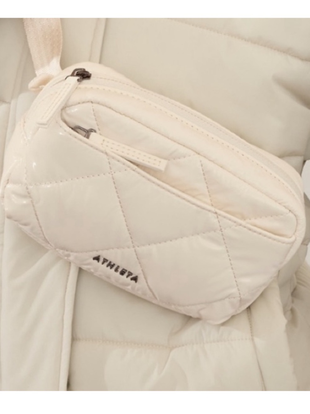 ATHLETA 🌟 Quilted Cream Crossbody Belt Bag Fanny (One Size) - Picture 3 of 14